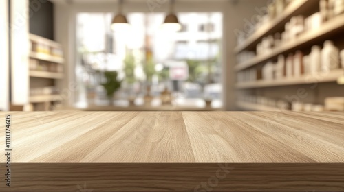 Light Wood Tabletop Mockup: Showcase Your Product in Stylish Retail Setting