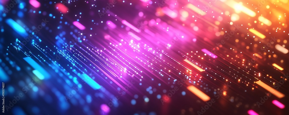 Fototapeta premium Abstract colorful streaks and glowing particles background.