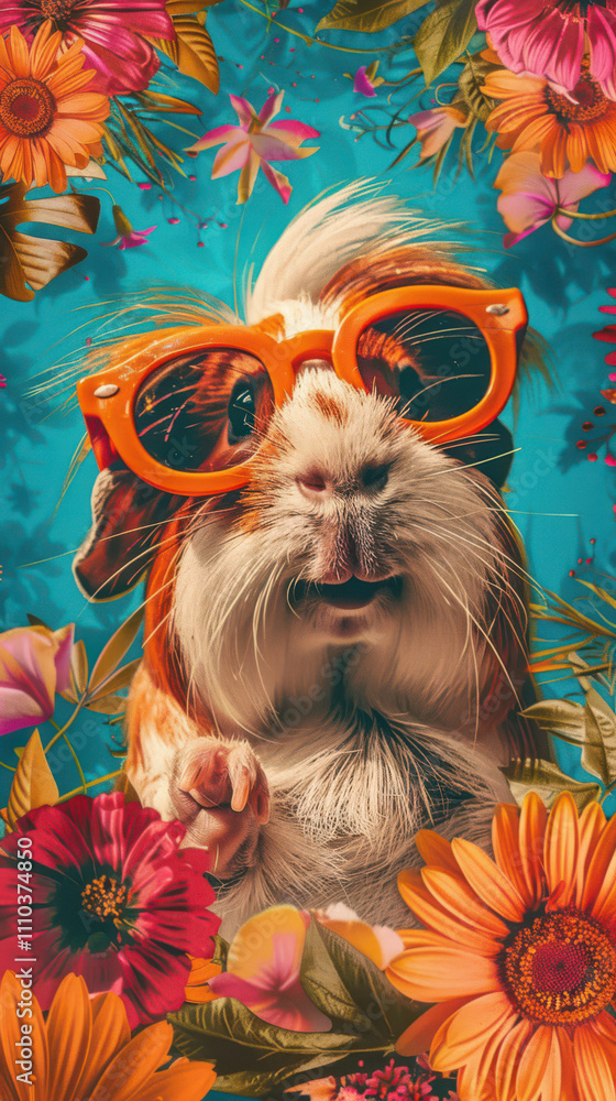 Guinea Pig Retro Vibes - Groovy Poster