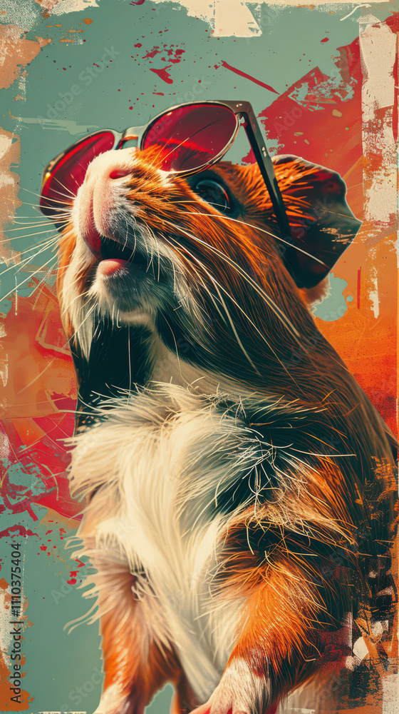 Guinea Pig Retro Vibes - Groovy Poster