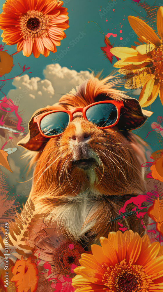 Guinea Pig Retro Vibes - Groovy Poster