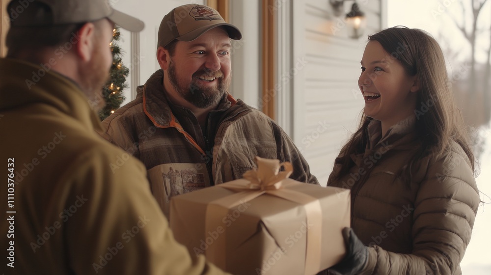 Joyful Surprise of Receiving a Christmas Package Joyful Surprise of Receiving a Christmas Package