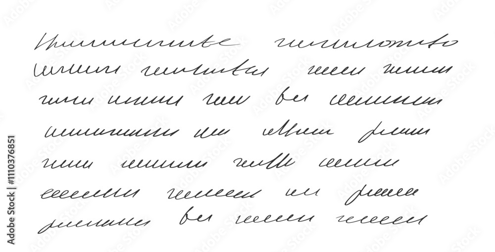Fototapeta premium Handwritten scribble words, sentence letter. Freehand text note. Unreadable doodle write by pen isolated on white background. Illegible cursive script message. Vector hand drawn illustration.