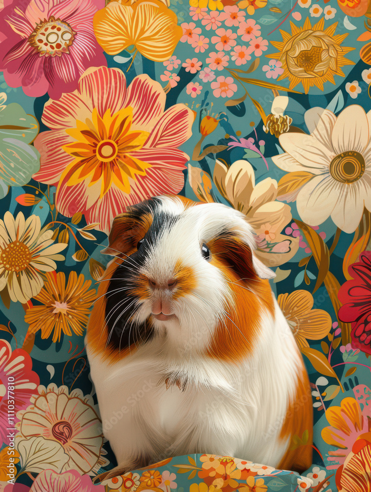 Guinea Pig Retro Vibes - Groovy Poster