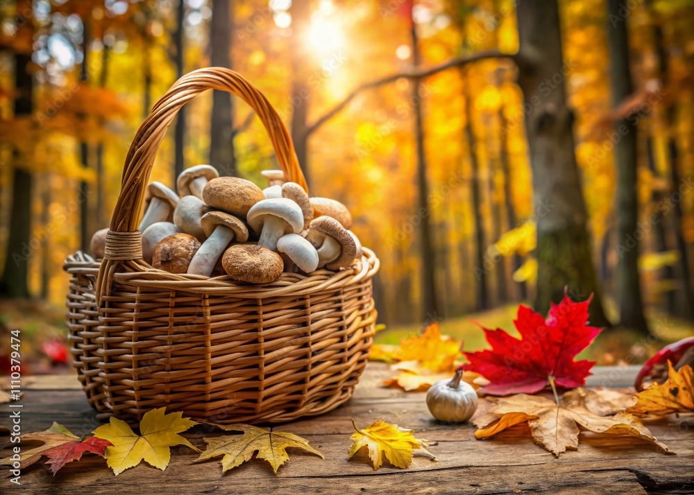 Rustic Basket of Champignon Mushrooms in a Forest: Autumn Harvest Showcasing Healthy Eating and Diet Food Inspiration for Nature Lovers and Culinary Enthusiasts Rustic Basket of Champignon Mushrooms in a Forest: Autumn Harvest Showcasing Healthy Eating and Diet Food Inspiration for Nature Lovers and Culinary Enthusiasts