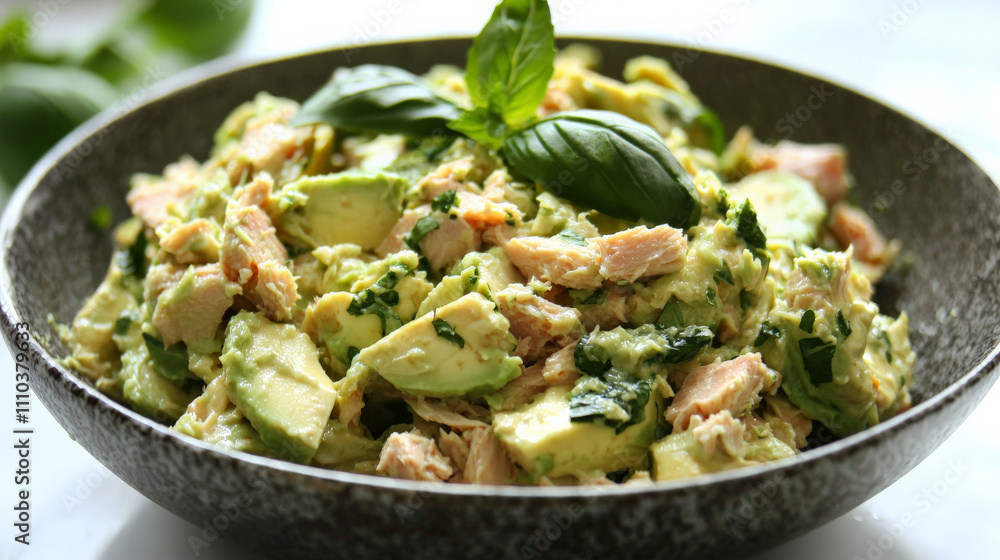 healthy and satisfying avocado tuna salad with fresh ingredients, featuring creamy avocado, tender tuna, and vibrant greens. Perfect for nutritious meal or snack healthy and satisfying avocado tuna salad with fresh ingredients, featuring creamy avocado, tender tuna, and vibrant greens. Perfect for nutritious meal or snack