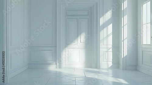 Sunlit White Room 3D Render