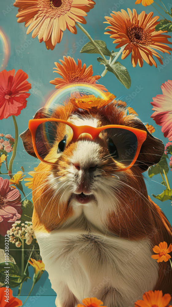 Guinea Pig Retro Vibes - Groovy Poster