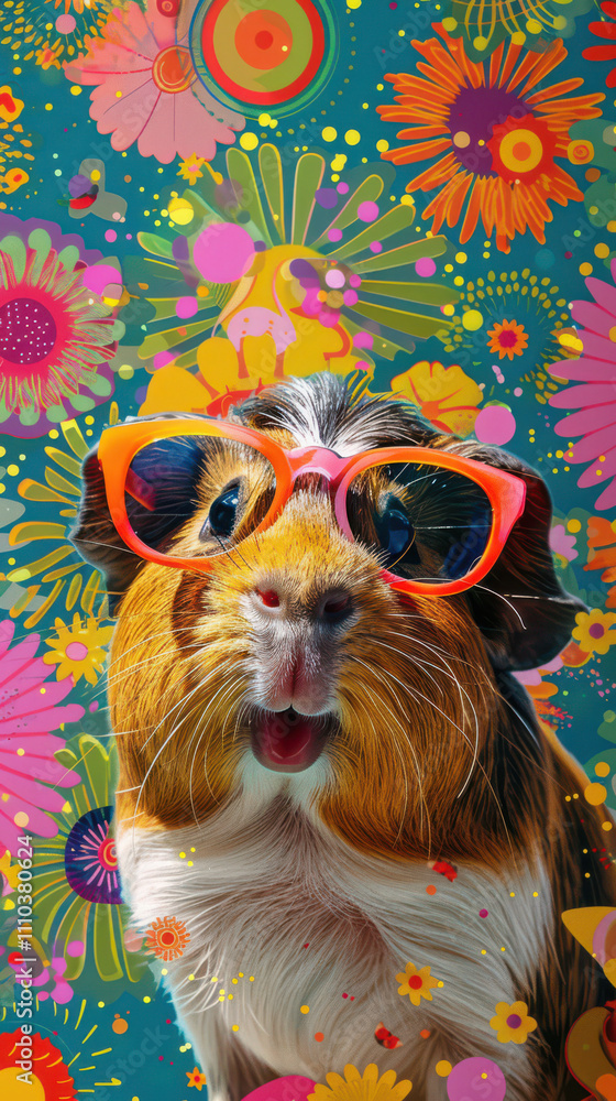 Guinea Pig Retro Vibes - Groovy Poster