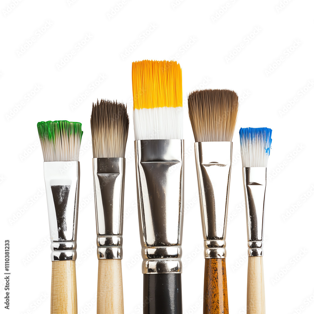 Fototapeta premium Paintbrush set for artists, white isolated background
