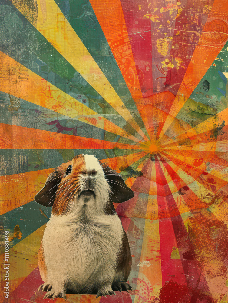 Guinea Pig Retro Vibes - Groovy Poster
