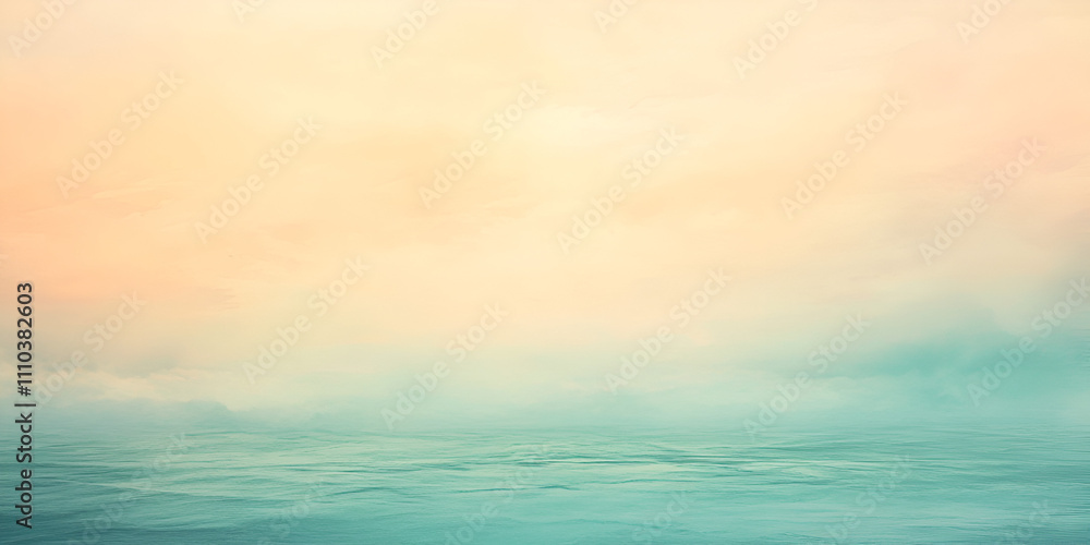 Obraz premium Pastel Sky at Dawn: Serene pastel hues paint the morning sky, a soft blend of peach, mint, and gold creating a tranquil and dreamy atmosphere.