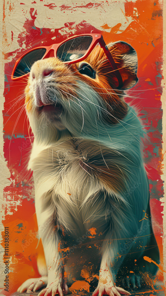 Guinea Pig Retro Vibes - Groovy Poster