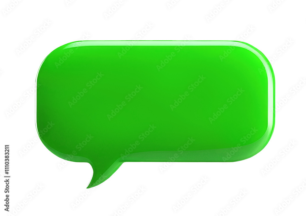 Empty green, rectangular volumetric speech bubble isolated on white background and transparent background. PNG. Empty green, rectangular volumetric speech bubble isolated on white background and transparent background. PNG.