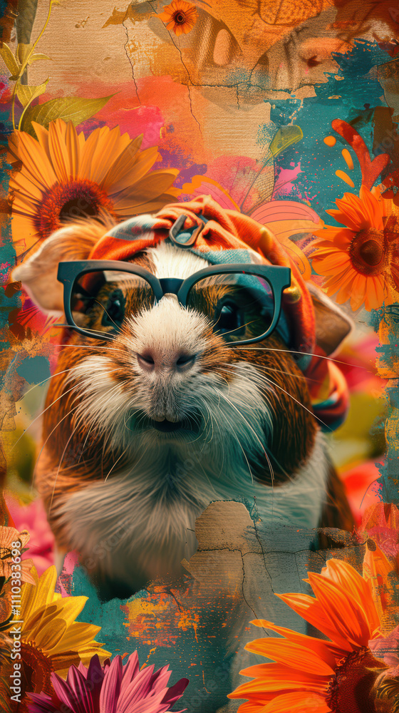 Guinea Pig Retro Vibes - Groovy Poster