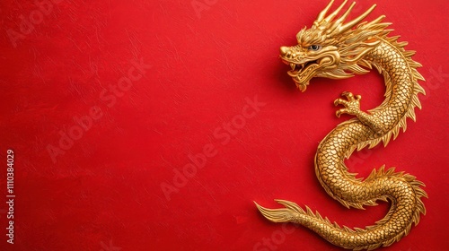 Chinese new year celebration with gold dragon festive decor cultural event vibrant atmosphere close-up view for seo impact