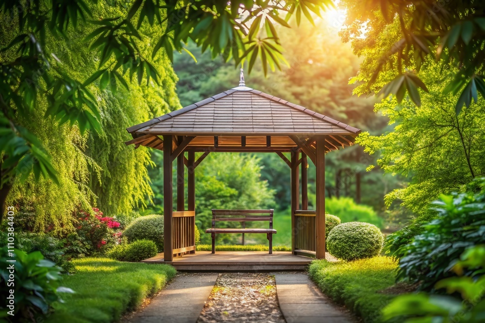 Serene Garden Shelter in a Park: A Minimalist Arbour for Relaxation Amidst Nature's Beauty, Inviting Calm and Reflection in a Peaceful Outdoor Setting Serene Garden Shelter in a Park: A Minimalist Arbour for Relaxation Amidst Nature's Beauty, Inviting Calm and Reflection in a Peaceful Outdoor Setting
