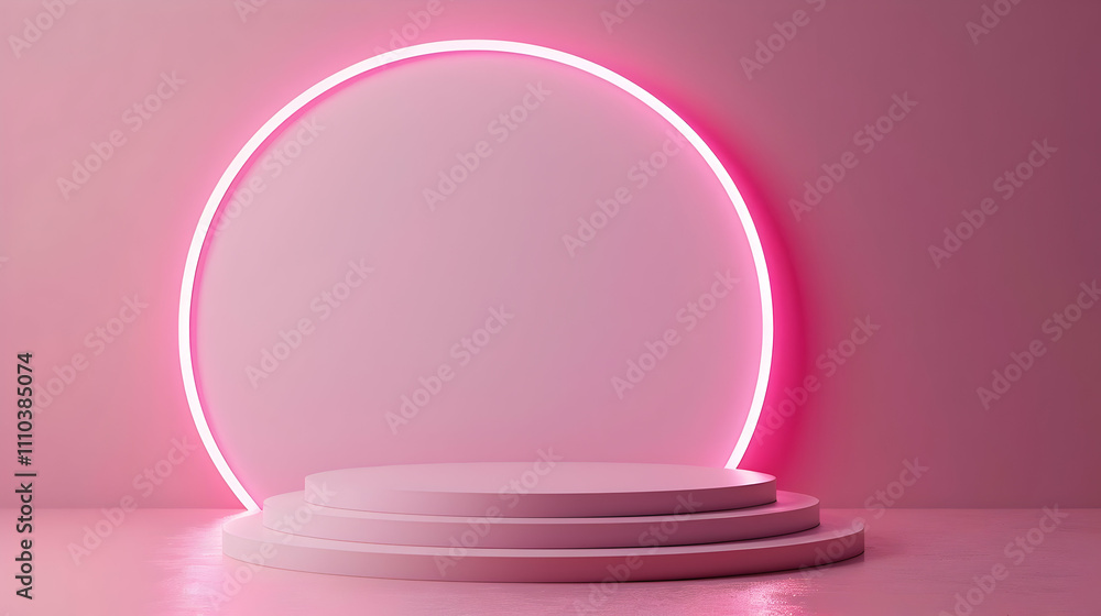 Pink Neon Oval & 3D Product Display Stand Pink Neon Oval & 3D Product Display Stand