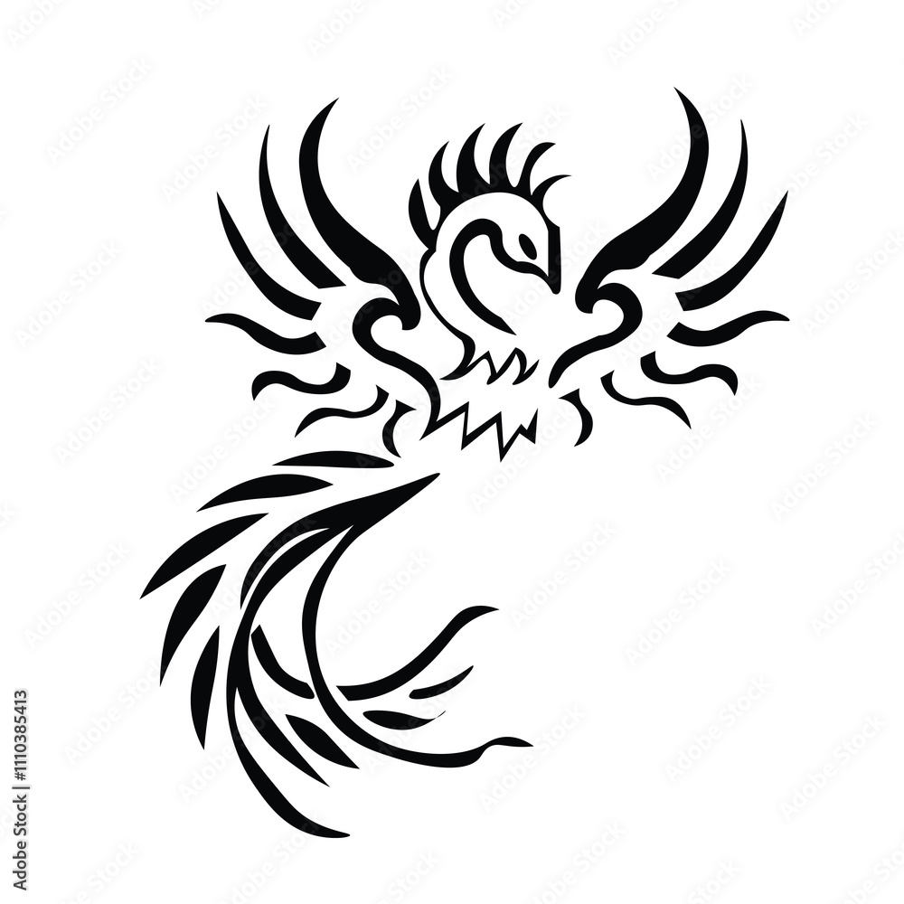 Obraz premium Floral Design A classic black and white floral design element featuring elegant, curved leaves and intricate detailing. Ornamental Perfect for use in decorative borders, logos