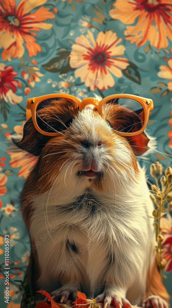 Guinea Pig Retro Vibes - Groovy Poster
