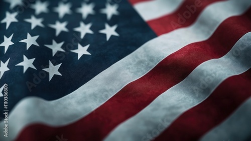 american independent day concept, art of american flag in old grainy texture on beige background