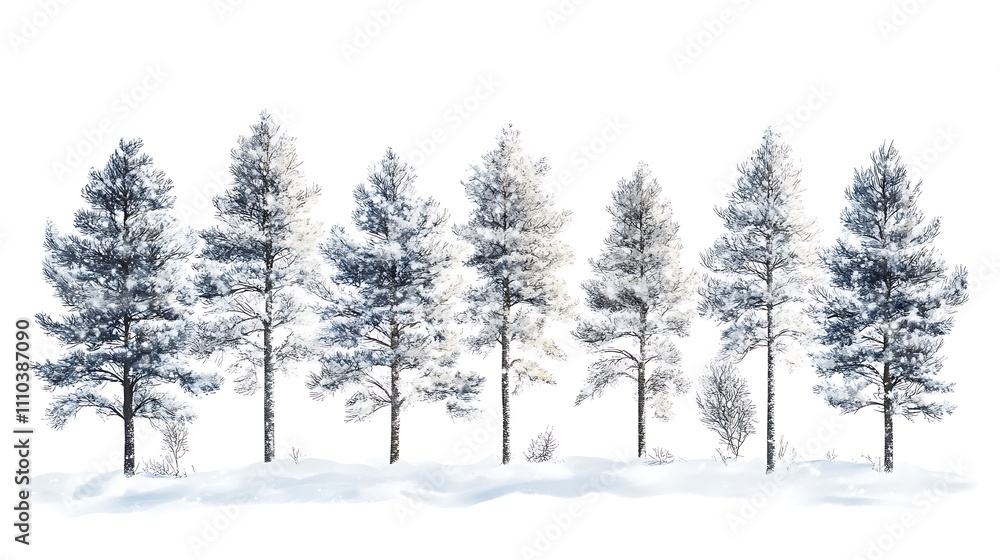 Snow Covered Pine Trees In Winter Landscape Snow Covered Pine Trees In Winter Landscape