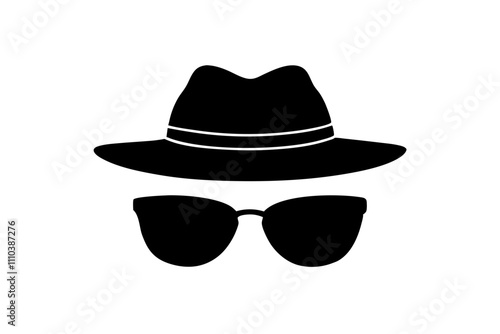 Hat and Sunglasses Silhouette Vector – Perfect for Summer Fashion Designs