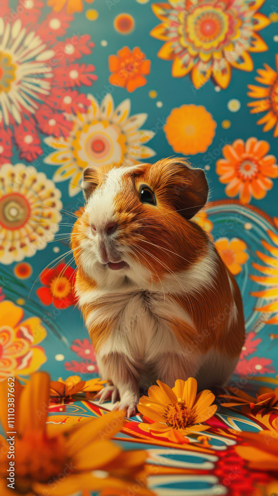 Guinea Pig Retro Vibes - Groovy Poster