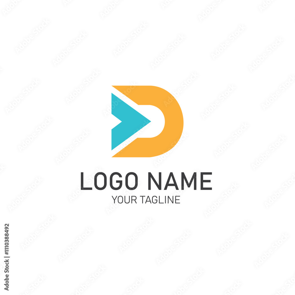 A modern initial lettermark design with an abstract D letter motif A modern initial lettermark design with an abstract D letter motif