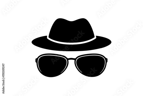 Hat and Sunglasses Silhouette Vector – Perfect for Summer Fashion Designs