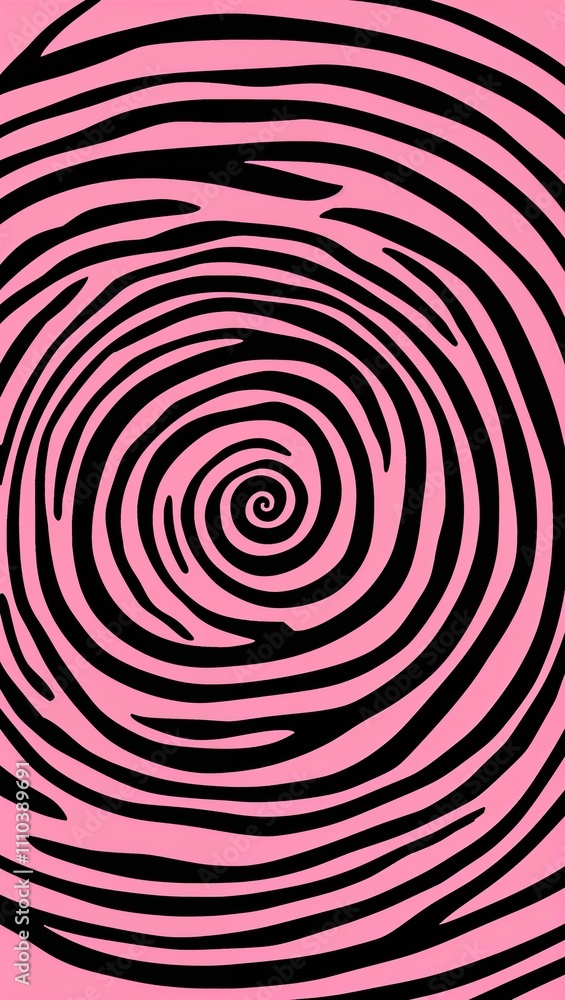 Fototapeta premium Black Spiral pattern hand drawn design on Pink background illustration
