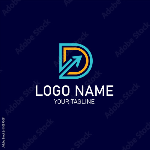 Graphic design of modern initial lettermarks with an abstract D letter background