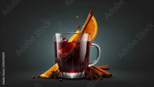 Mulled wine on transparent background