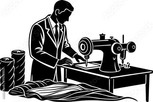 person working on a sewing machine