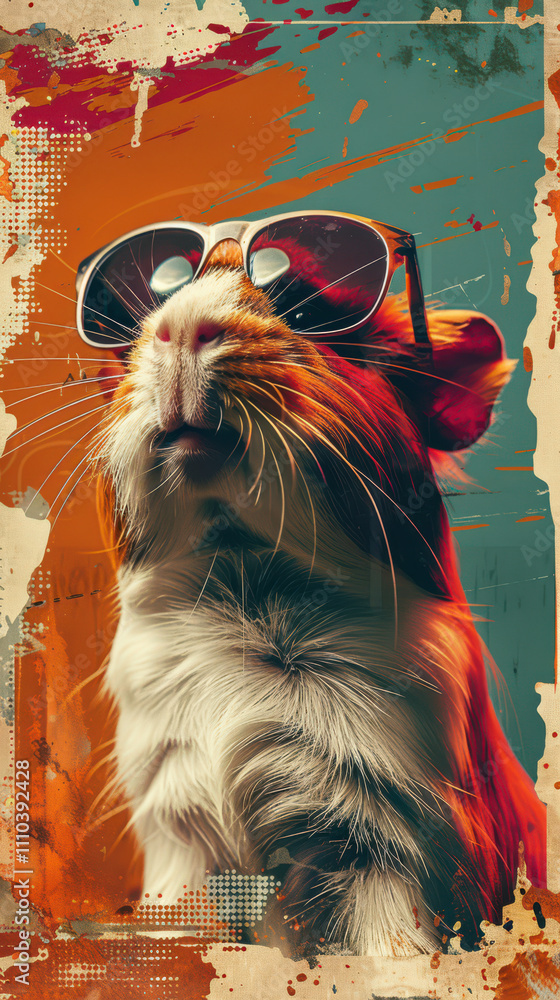 Guinea Pig Retro Vibes - Groovy Poster