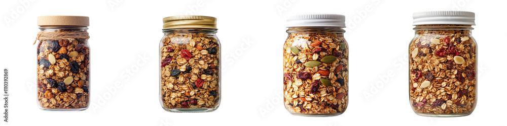 Homemade granola in a glass jar a healthy natural and nutritious breakfast or snack element The granola contains oats nuts seeds dried fruit and honey offering a crunchy tasty and wholesome treat Homemade granola in a glass jar a healthy natural and nutritious breakfast or snack element The granola contains oats nuts seeds dried fruit and honey offering a crunchy tasty and wholesome treat