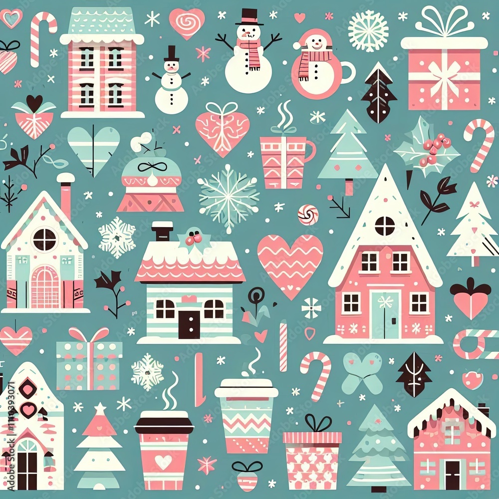 Festive Christmas Design of Wrapping Paper Festive Christmas Design of Wrapping Paper