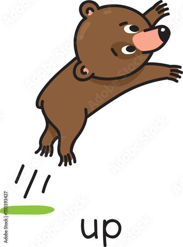 Preposition of movement. Bear is moving up