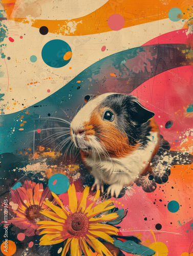 Guinea Pig Retro Vibes - Groovy Poster