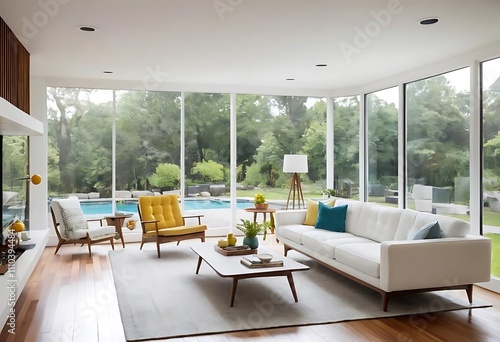 Los Angeles, California USA. July 17, 2017. New construction modern home interior with model furniture and interior design setting before going into the real estate market