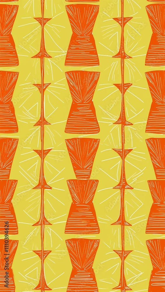 Orange Parallelogram pattern hand drawn design on Blue background illustration Orange Parallelogram pattern hand drawn design on Blue background illustration