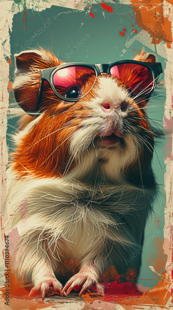 Guinea Pig Retro Vibes - Groovy Poster
