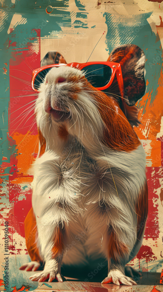 Guinea Pig Retro Vibes - Groovy Poster