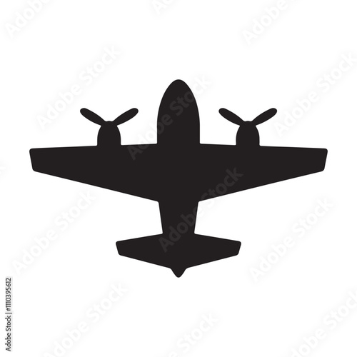 A black silhouette of a plane icon