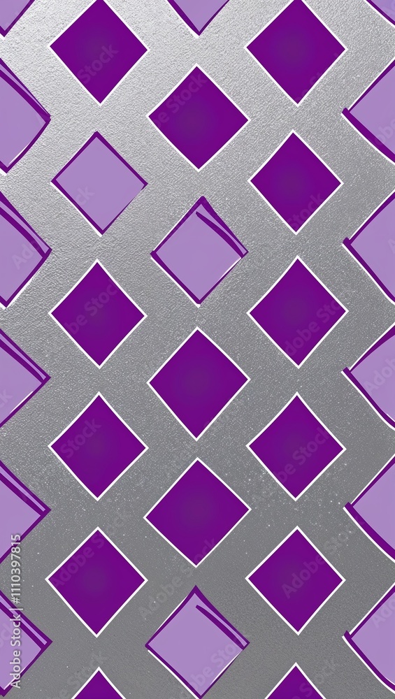 Fototapeta premium Purple Rhombus pattern hand drawn design on Silver background illustration