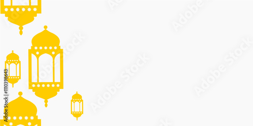 Ramadan greeting card with light elements and white background