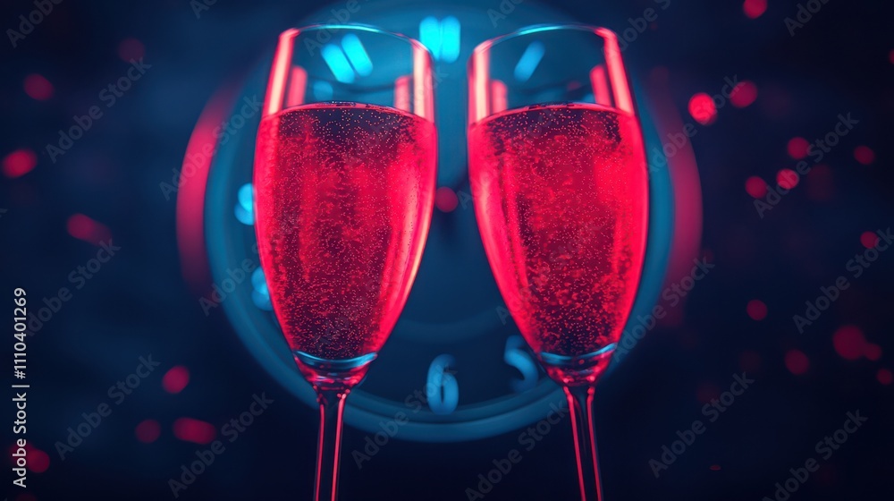 Celebrating the new year countdown with clock and cheers festive event indoor vibrant atmosphere time to celebrate