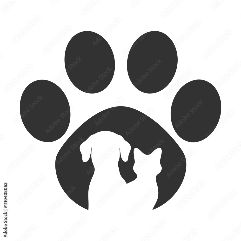 Dog and Cat Paw Silhouette Vector Design for Print Dog and Cat Paw Silhouette Vector Design for Print