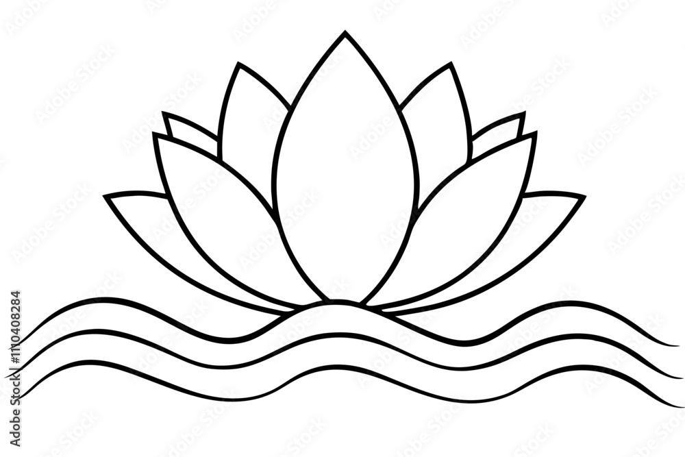 Fototapeta premium A simple Lotus Wave line art vector white background