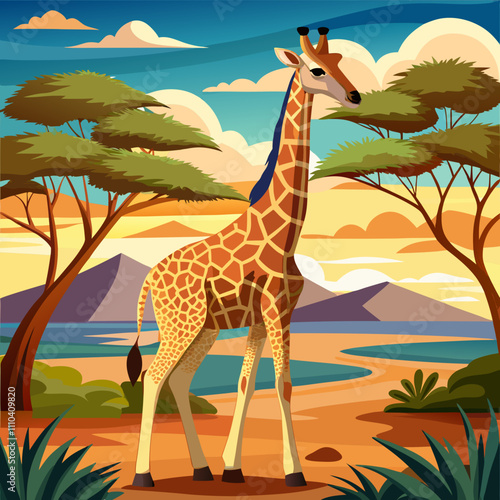 Giraffe: The tallest land animal, recognized for its long neck, legs, and unique coat patterns in the savannas.